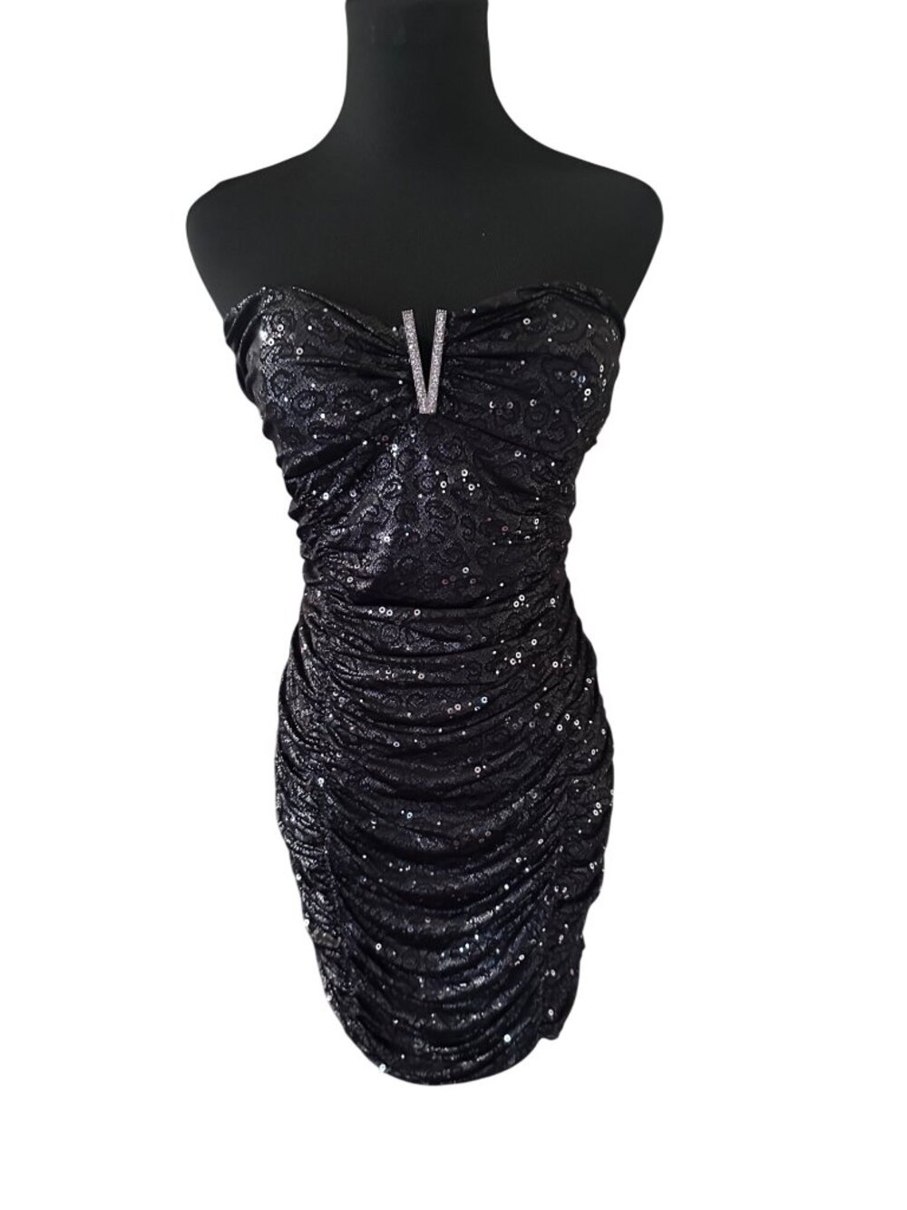 Deb black sequins dress size Small
